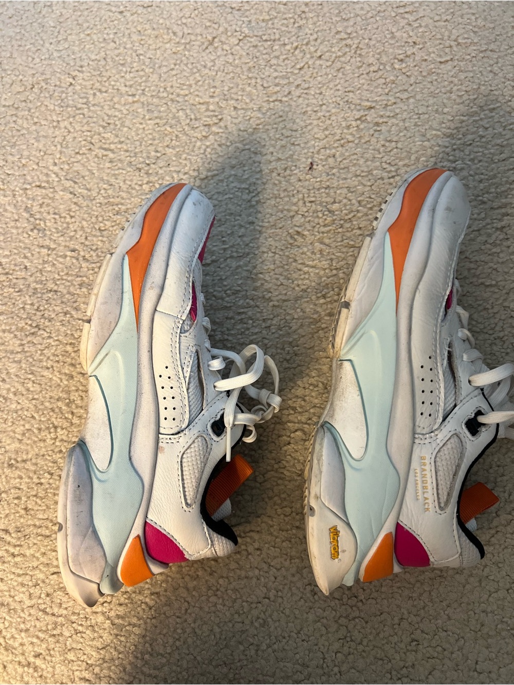Brandblack White Multi Women's Chunky Sneaker with Orange & Mint Accents - Picture 3 of 7